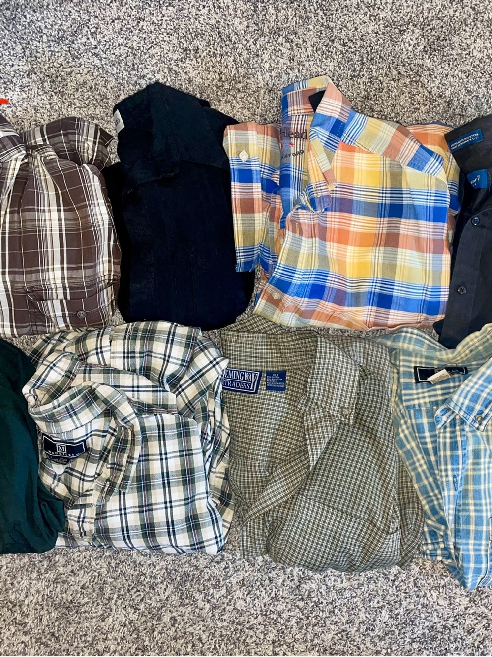 Mixed Plaid Button-Up Shirt Lot with Multicolor Plaids